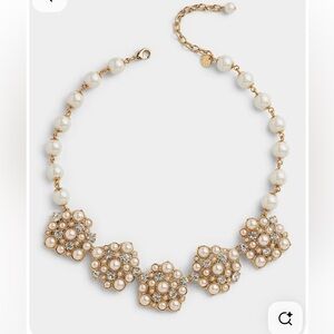 NWOT Talbots Pearl and Crystal Flower Statement Necklace